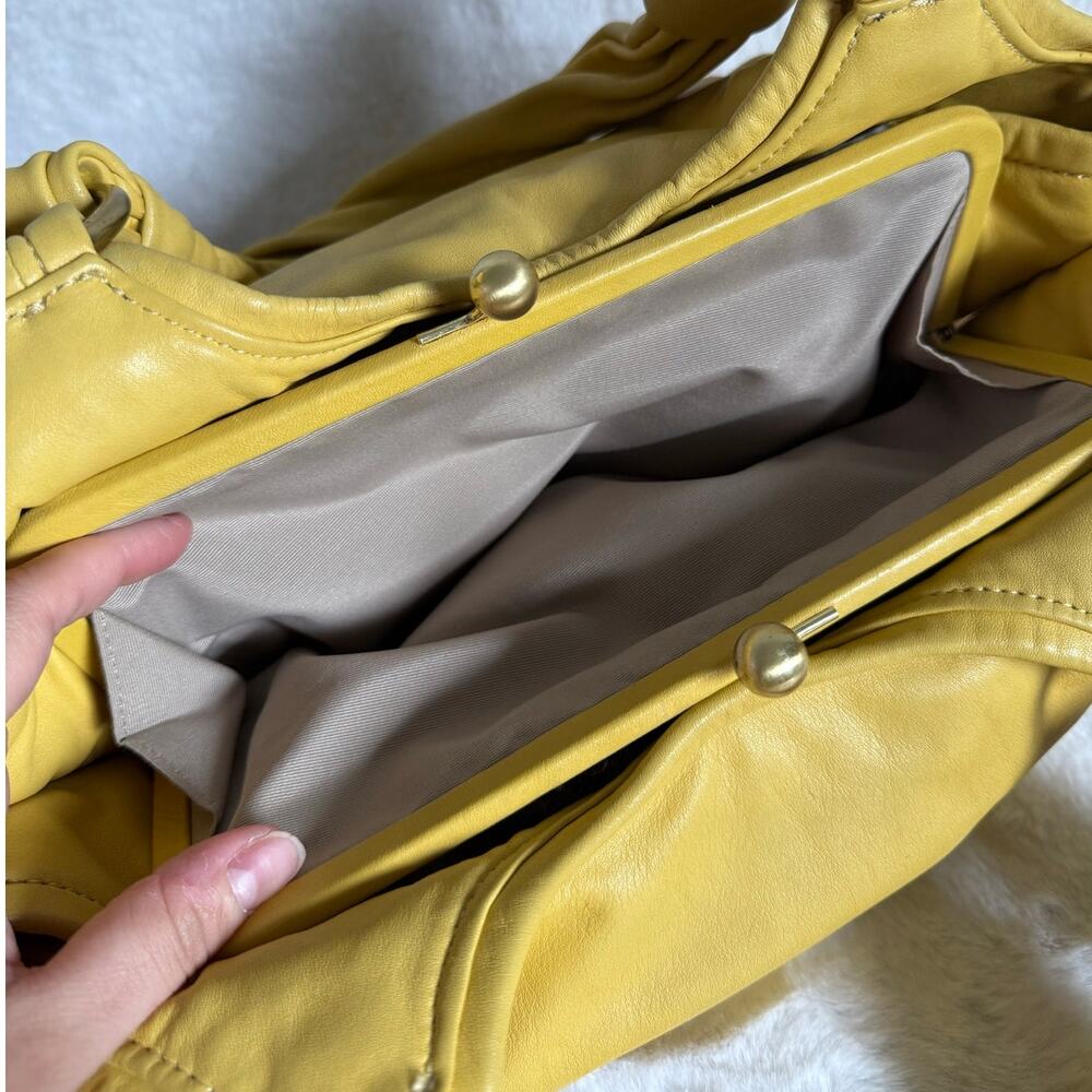 COACH y2k Parker Hobo Handbag Kisslock Yellow Leather Shoulder Bag Purse - Picture 6 of 10
